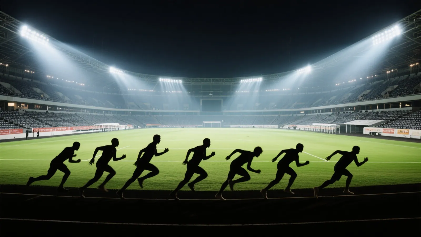 体育场灯光与比赛热度的视觉海报